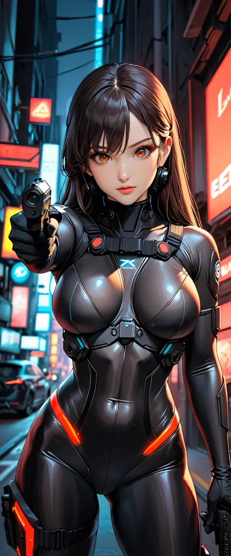 (masterpiece:1.2,Highest quality,Highest quality,Very detailed:1.2),8k,wallpaper,(One Woman),(A futuristic female SWAT officer h...