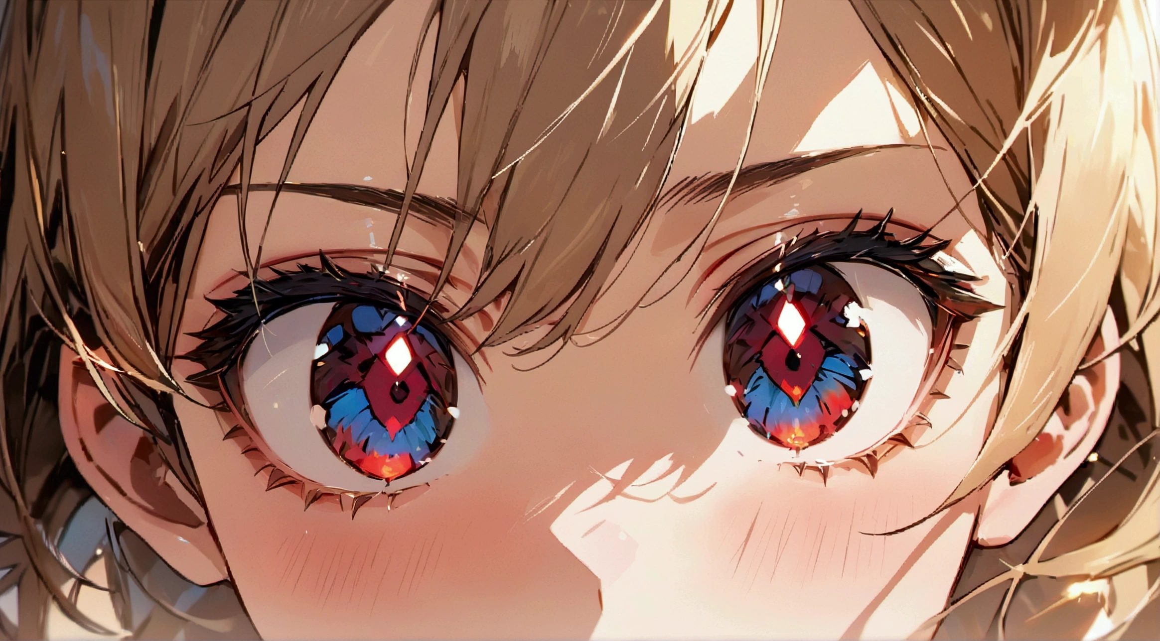 A diamond eyes, red eyes, brown eyebrows , detailed lighting, UHD, edge lighting, Masterpiece, highest quality, high resolution, detail maniac, high definition, high quality