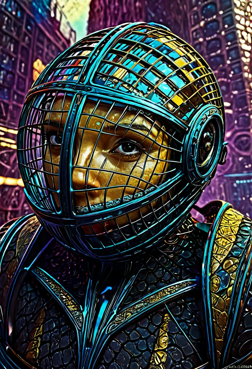 cage warrior, 8k, hyper detailed, exoplanet, pop surrealism