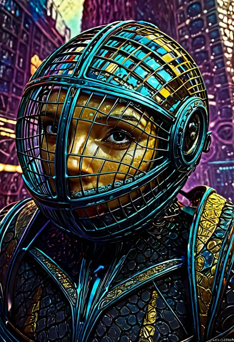 cage warrior, 8k, hyper detailed, exoplanet, pop surrealism