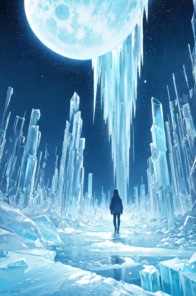 Backlight,cold,Ice storms,
(Blue Theme,Ice theme,Beautiful night sky,Glowing ice:1.3)
(masterpiece, best quality, Extremely detailed, Surrealism, photo), delicate patterned, Detailed background, Super detailed concept art,(dark:1.4), Dynamic Lighting, Faint light,High contrast,