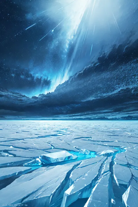 backlight,cold,ice storms,
(blue theme,ice theme,beautiful night sky,glowing ice:1.3)
(masterpiece, best quality, extremely deta...