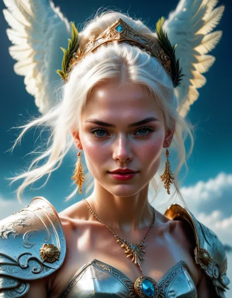 Prompt:

Create a digital illustration of an angel warrior, depicted with heavenly beauty and stunning detail. The warrior shoul...