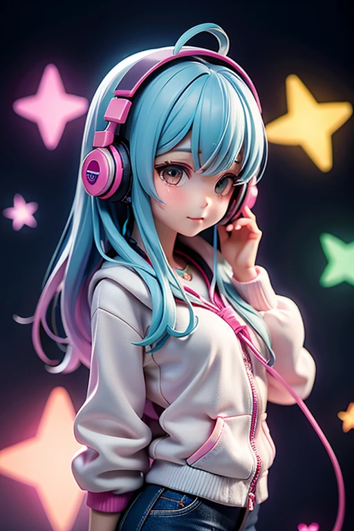 girl　14 years old　Headphones　Starry Sky