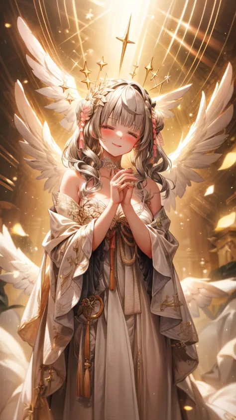 Imagine the breathtaking sight of a golden-haired angelic girl with pristine white wings, Stand before you in heavenly splendor ...