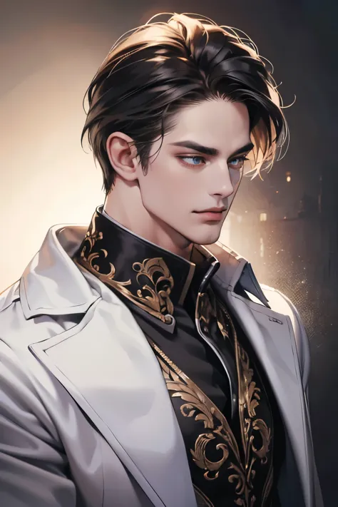 (best quality,4k,8k,highres,masterpiece:1.2),ultra-detailed,(realistic,photorealistic,photo-realistic:1.37),30 year old man,3 day beard,handsome anime,portraits,strong,masculine,dark hair,sharp jawline,mesmerizing eyes,perfectly styled hair,cool anime outfit,confident expression,vibrant colors,dynamic lighting, CEO and expression smile in love.
