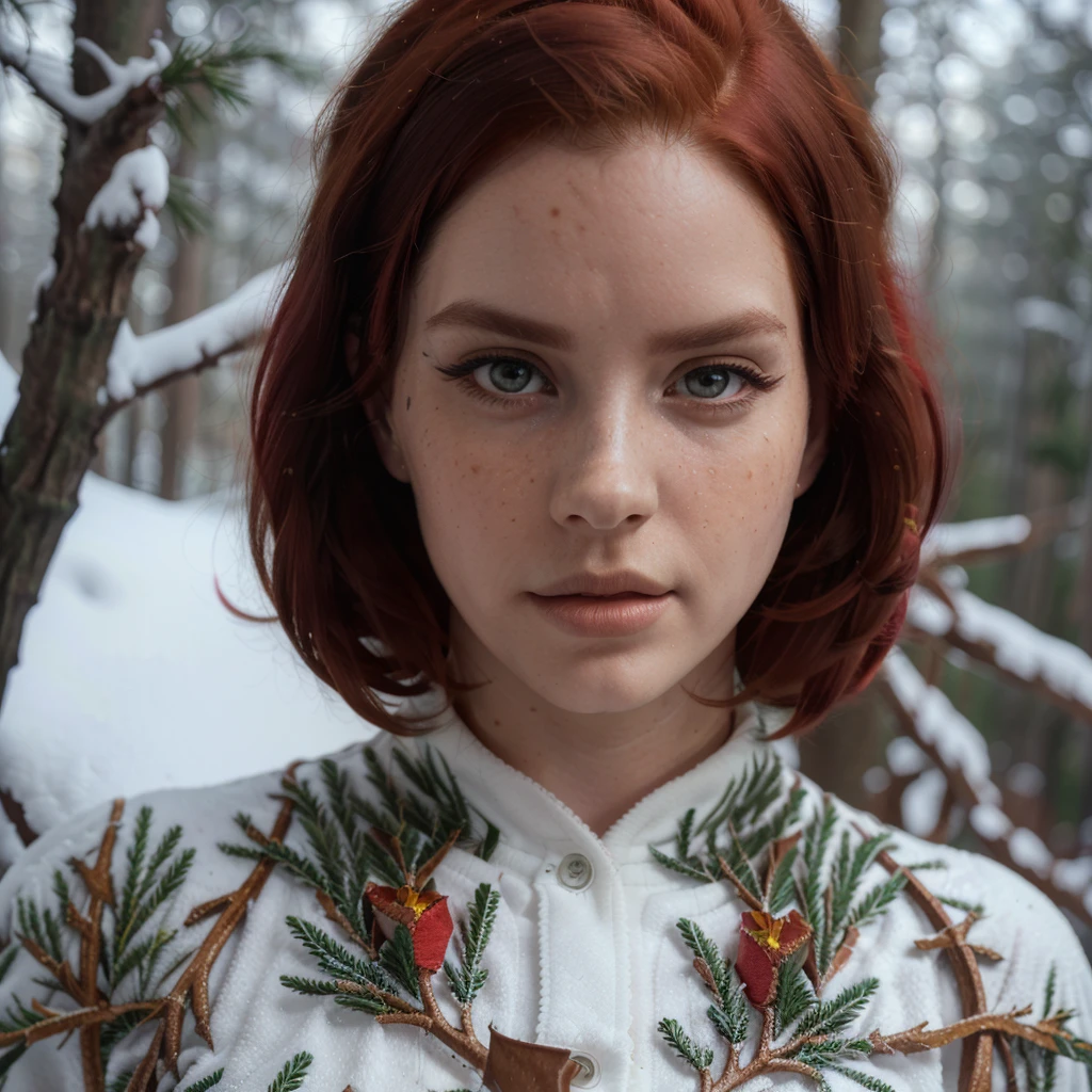 Gorgeous female,  elk antlers:1.5,elk_antlers:1.5)),(((short hair, messy hair,short red hair, red hair:1.3))),(((freckles on the face,freckles))),(((red_eyes:1.3))),intricate eyes,beautiful detailed eyes,symmetrical eyes,((detailed face)), 

(((winter))),((intricate outfit,intricate clothes)),

(dynamic pose:1.0),(centered,scale to fit dimensions,Rule of thirds),

((snowy pine forest)),winter,scenery:1.25,((intricate scenery)),((snow forest background)),

(Glossy winter ornaments),highres,sharp focus,(ultra detailed,extremely detailed),(photorealistic artwork:1.37),(extremely detailed CG unity 8k wallpaper),(((vibrant colors,vibrant theme))),(intricate),(masterpiece),(best quality),artistic photography,(photography taken by sldr),(intricate background),perfect rendered face,perfect face details,realistic face,photo realistic,((intricate detail)),(((realism))),
Hyper realistic,  4k, 