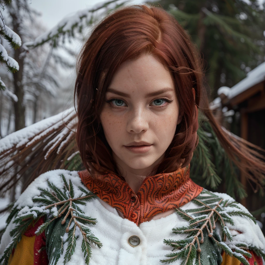 Gorgeous female,  elk antlers:1.5,elk_antlers:1.5)),(((short hair, messy hair,short red hair, red hair:1.3))),(((freckles on the face,freckles))),(((red_eyes:1.3))),intricate eyes,beautiful detailed eyes,symmetrical eyes,((detailed face)), 

(((winter))),((intricate outfit,intricate clothes)),

(dynamic pose:1.0),(centered,scale to fit dimensions,Rule of thirds),

((snowy pine forest)),winter,scenery:1.25,((intricate scenery)),((snow forest background)),

(Glossy winter ornaments),highres,sharp focus,(ultra detailed,extremely detailed),(photorealistic artwork:1.37),(extremely detailed CG unity 8k wallpaper),(((vibrant colors,vibrant theme))),(intricate),(masterpiece),(best quality),artistic photography,(photography taken by sldr),(intricate background),perfect rendered face,perfect face details,realistic face,photo realistic,((intricate detail)),(((realism))),
Hyper realistic,  4k, 