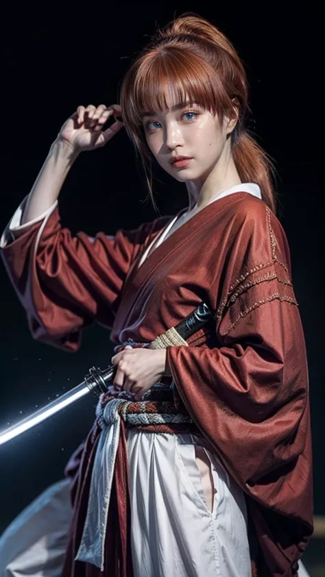 "rurouni kenshin",
moment of enthusiasm, bold,
capturing the essence of her fiery determination and indomitable spirit, she expl...