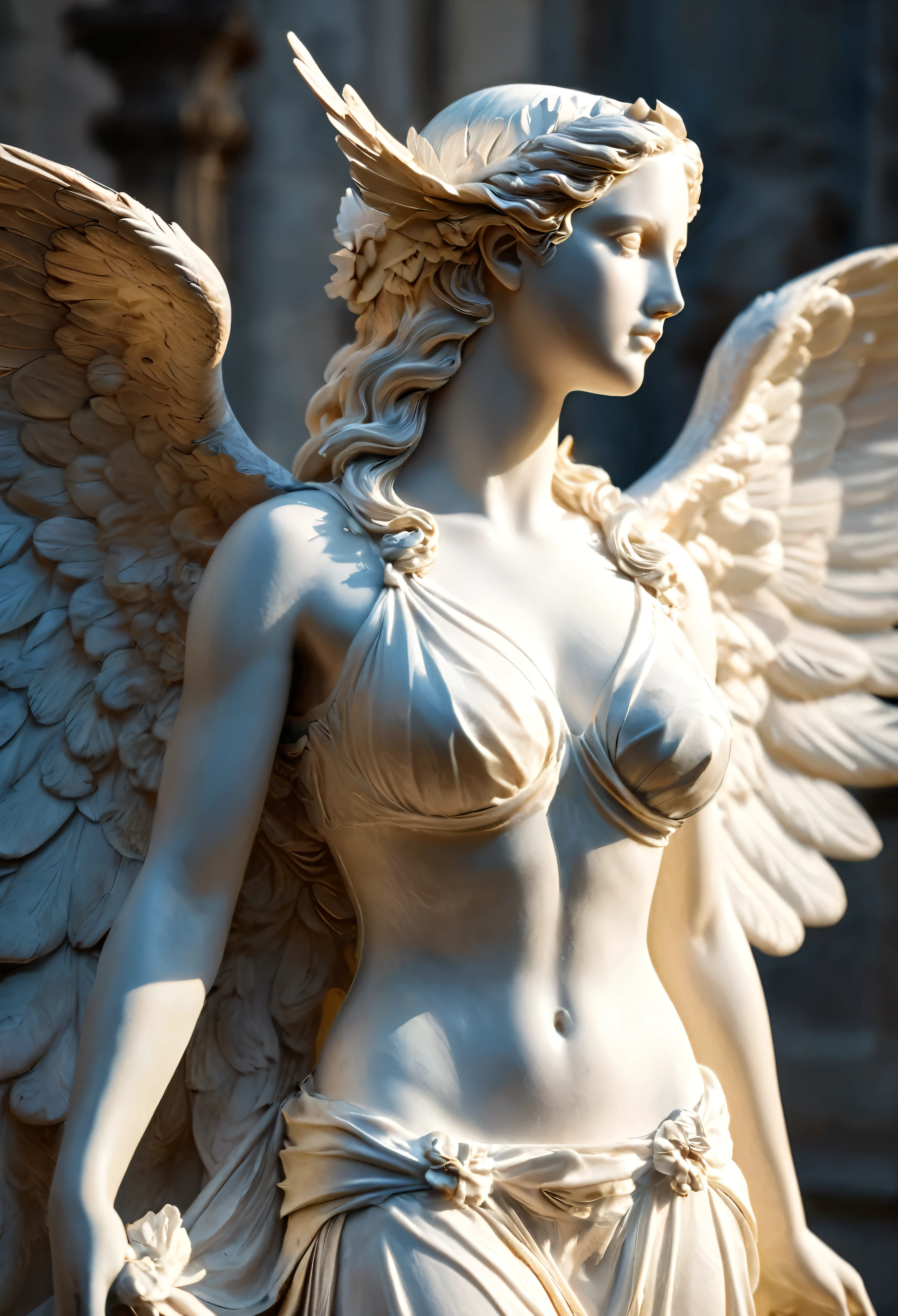 
quality\(masterpiece, best quality,8k,wallpaper of extremely detailed CG unit,hight resolution,top-quality,top-quality real texture skin,hyper realisitic,increase the resolution,RAW photos,best qualtiy,highly detailed,the wallpaper\), BREAK ,statue\((Winged Victory of Samothrace,Niké of Samothrace\(girl,perky breast,headless,armless,very thin cloth,contrapposto\):1.3),clean,beautiful surface,very soft,vivid,divinebeautiful sunlight,\),(dynamic angle),(beautiful angle:1.3)