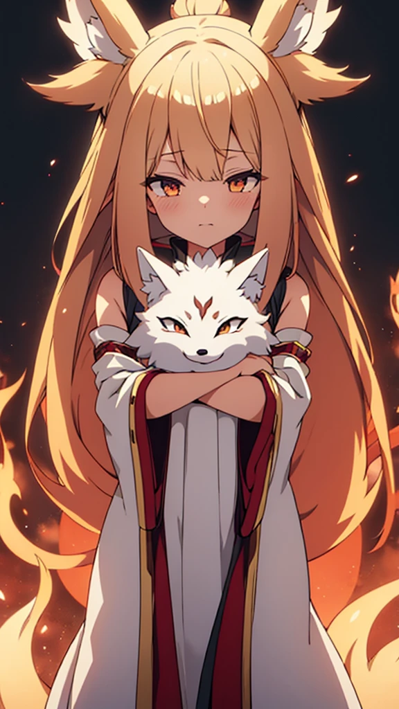 {{A fox spirit that preys on humans and takes their place}}，One girl,alone,, Official Art, unity 8k wallpaper, Super detailed, beautiful and aesthetic, beautiful, masterpiece, Highest quality,, Fox Witch, Human Mask Template, Haori, Foxfire Spells, Fox familiar, conversion, NSFW