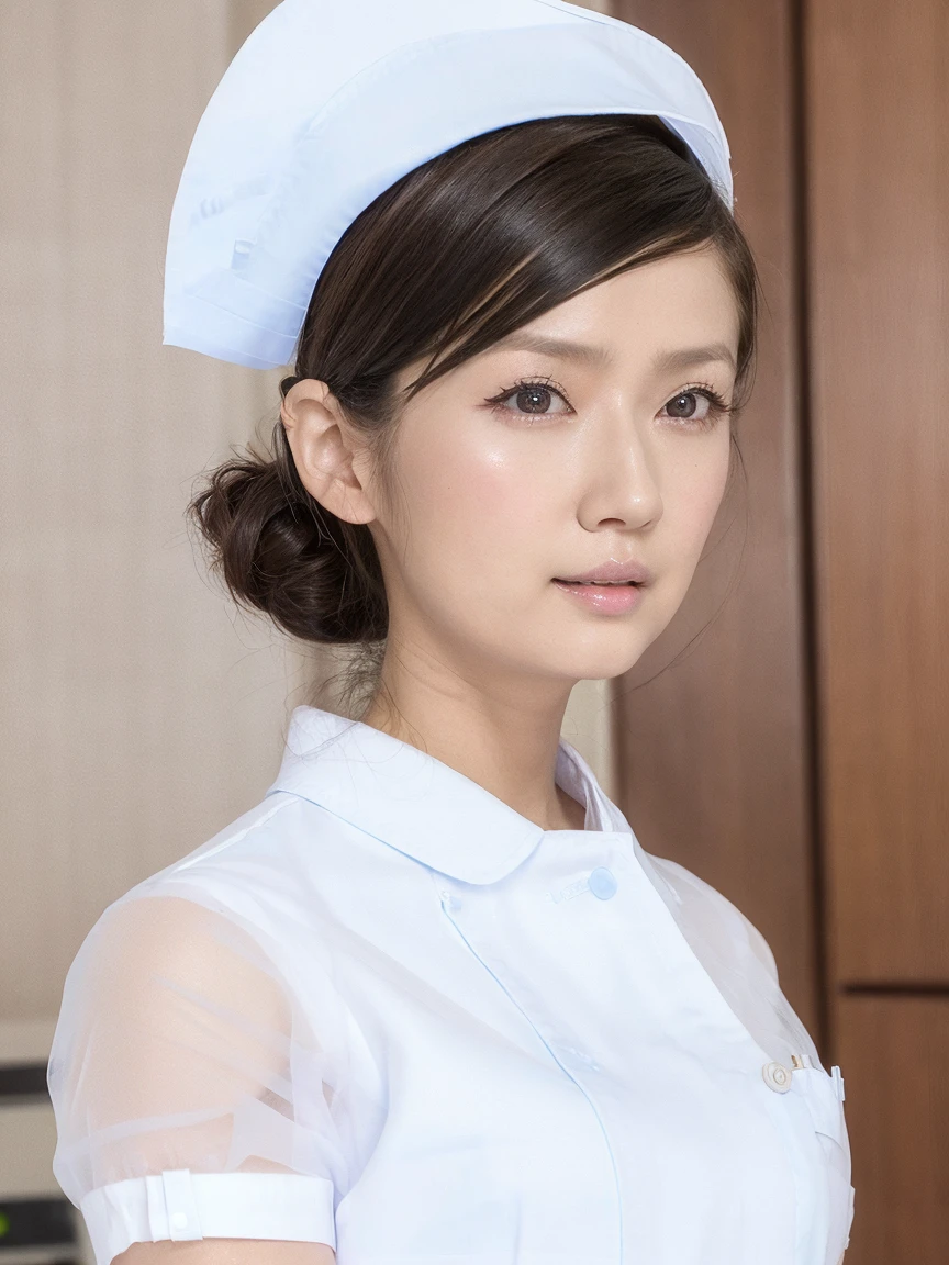 1 名女孩,(Wearing white 护士 clothes:1.2),(RAW 照片, 最好的质量), (实际的, photo-实际的:1.4), 杰作, 非常精致美丽, 非常详细, 2k 壁纸, 精彩的, 精细地, 非常详细 CG unity 8k wallpaper, 非常详细, 高分辨率, 柔光, 美丽细致的女孩, 非常详细 eyes and face, 美丽而精致的鼻子, 精细地 beautiful eyes, 完美的解剖结构, 黑发, 上流风格, 护士 uniform, ((护士 cap)), 长裙, 护士, 白色服装, 薄的, 医院, 清除, 白色制服, 医院 room, 颈部听诊,脸部特写