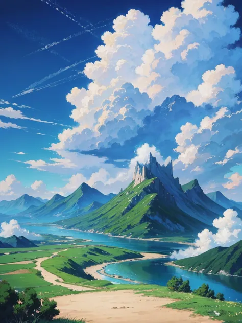 ((anime風景壁紙: 1.2, width 672, beautiful art uhd 4k: 0.8), (anime country landscape, anime nature, anime), anime cloud, landscape ...