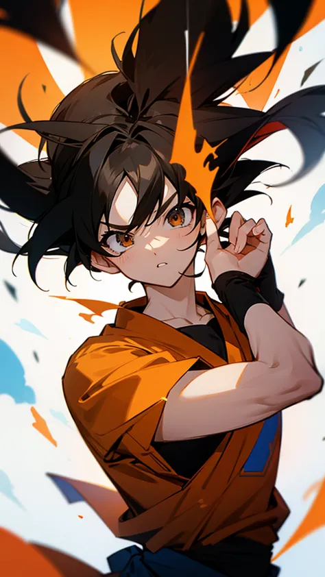 anime style, score_9, score_8_up, score_7_up, score_6_up, score_5_up, score_4_up, son goku, goku&#39;s face,black orange kimono,...