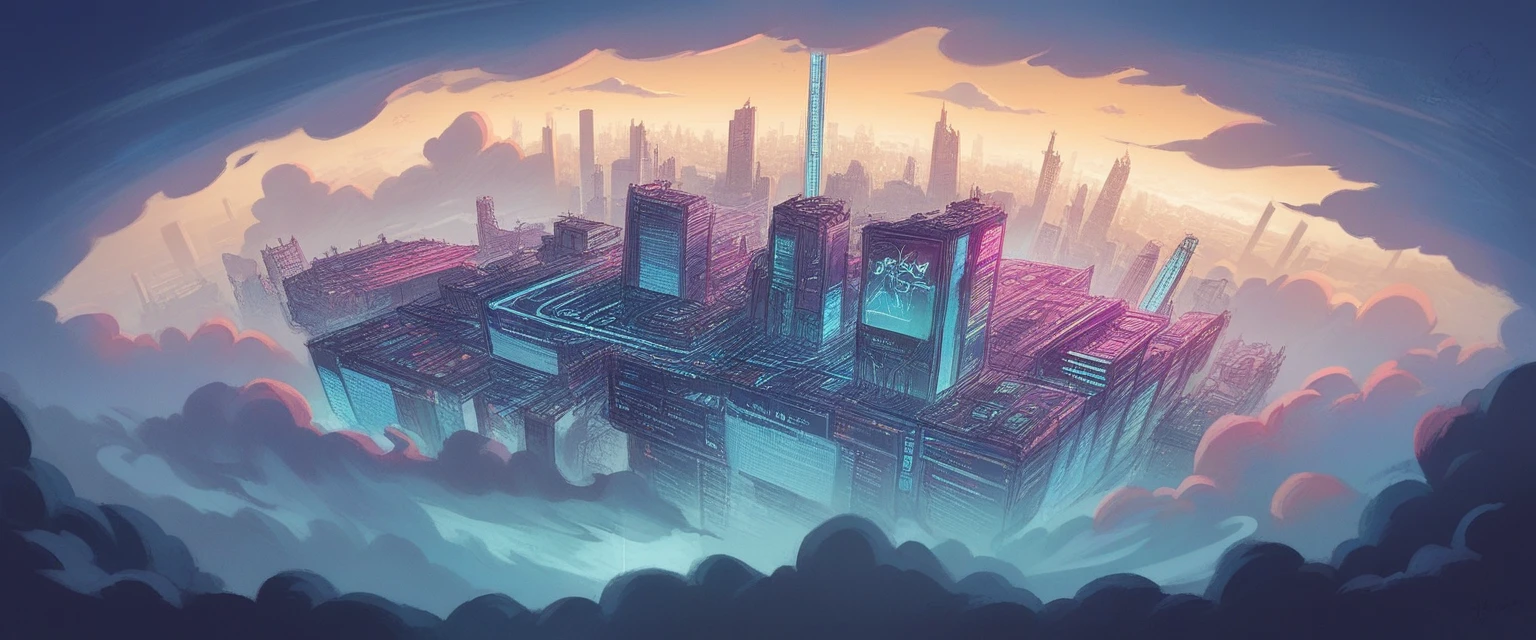 A floating city, blue sky background with clouds, intricate architecture, futuristic design, set with Asian culture, ornamental details, spectacular lighting, photorealistic, 8k, best quality, highly detailed, cinematic, epic scale, bright neon lights, shadows spectacular, volumetric fog, vibrant colors, science fiction, concept art style.
