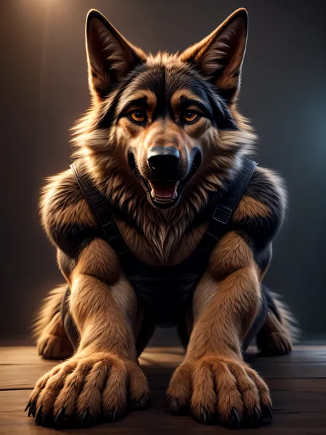 correctly eyes, clotheless, anatomically correct, headshot, german shepard, deep red stripes and white fur color, full body, sex...