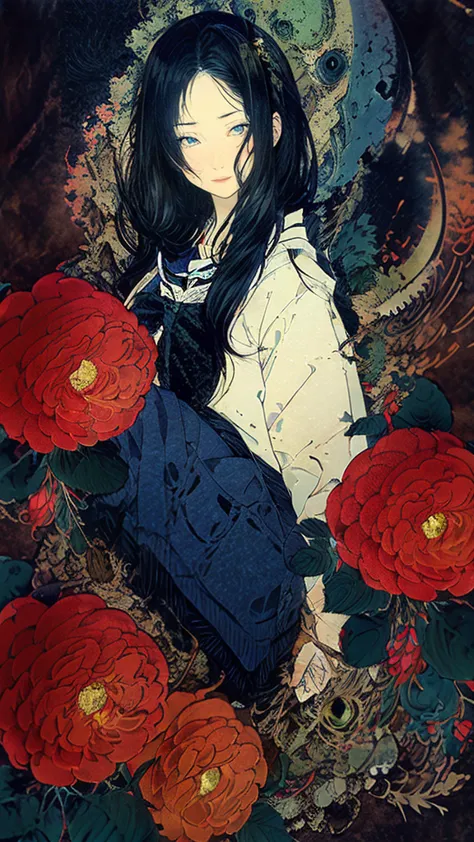 Highest quality、masterpiece、Ultra-high resolution、One Girl、Gazing at the audience、Uno、Takato Yamamoto style、 Simple Background、S...