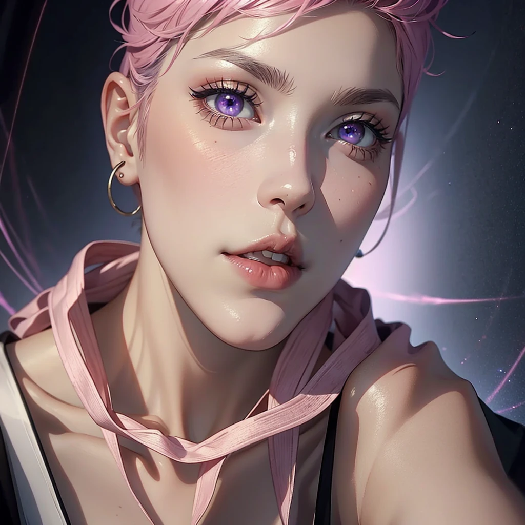 butler outfit, short pink hair, hypdertailed, purples eyes, ashen skin, demon, claws, bangss, gothic art, full body shot shot, elegant pose, ssmile, Romanticism, work of art, anatomically correcte, high qualiy, super detaill, best qualityer, 4K, 8k, Perfect Woman, the most beautiful woman, her face has to be symmetrical and beautiful, baby pink hair