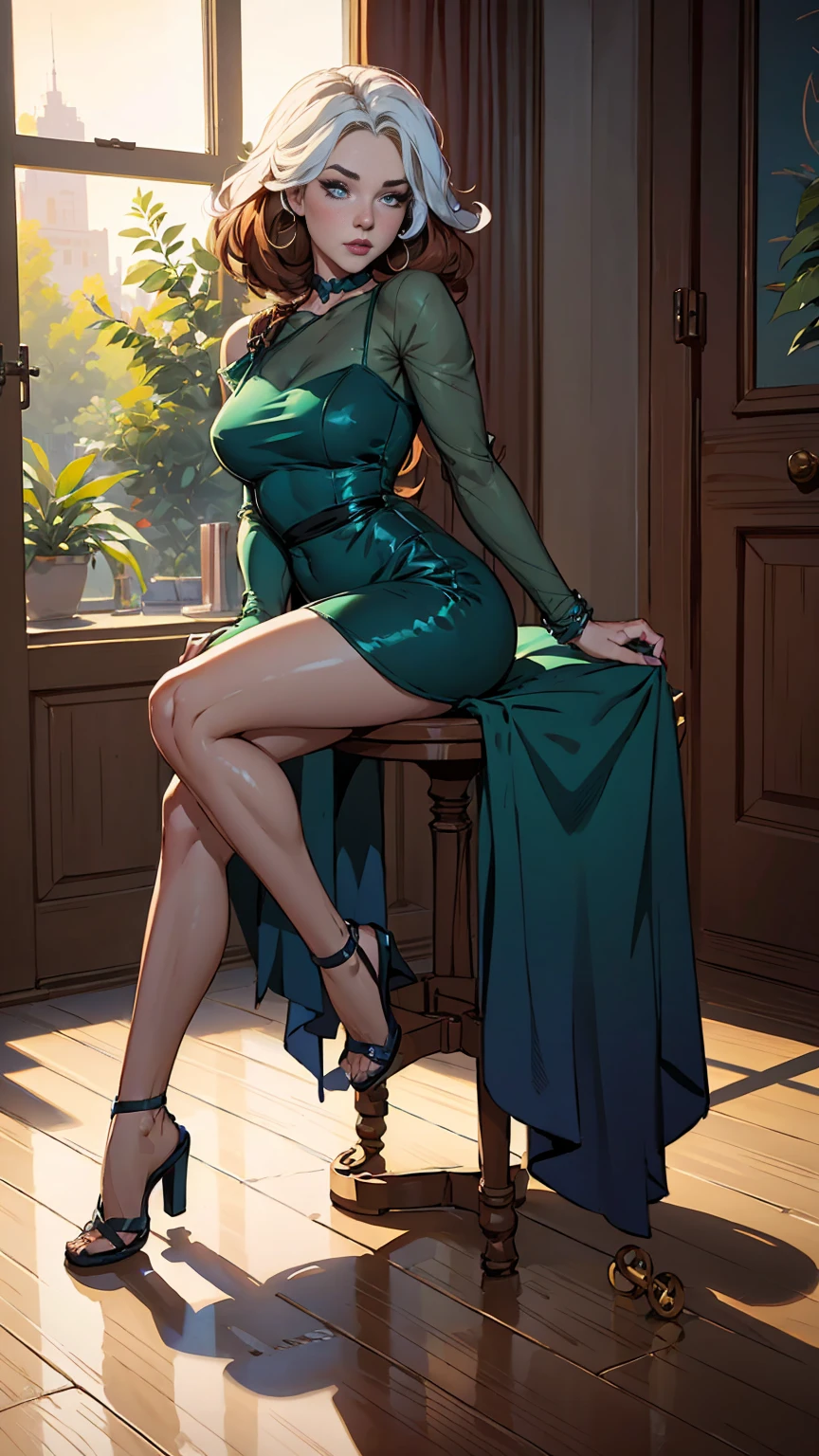 (((Ganzkörperfoto)))  Arafed Frau in einem blauen Kleid sitzt auf dem Boden, digite germe and lois van baarle, style digite germe, äußerst detaillierter Typkeim, nicht im Ross-Tran-Stil, digite germe. Anime-Illustration, digite germe and james jean, digite germe and atey ghailan, Transblond-Stil