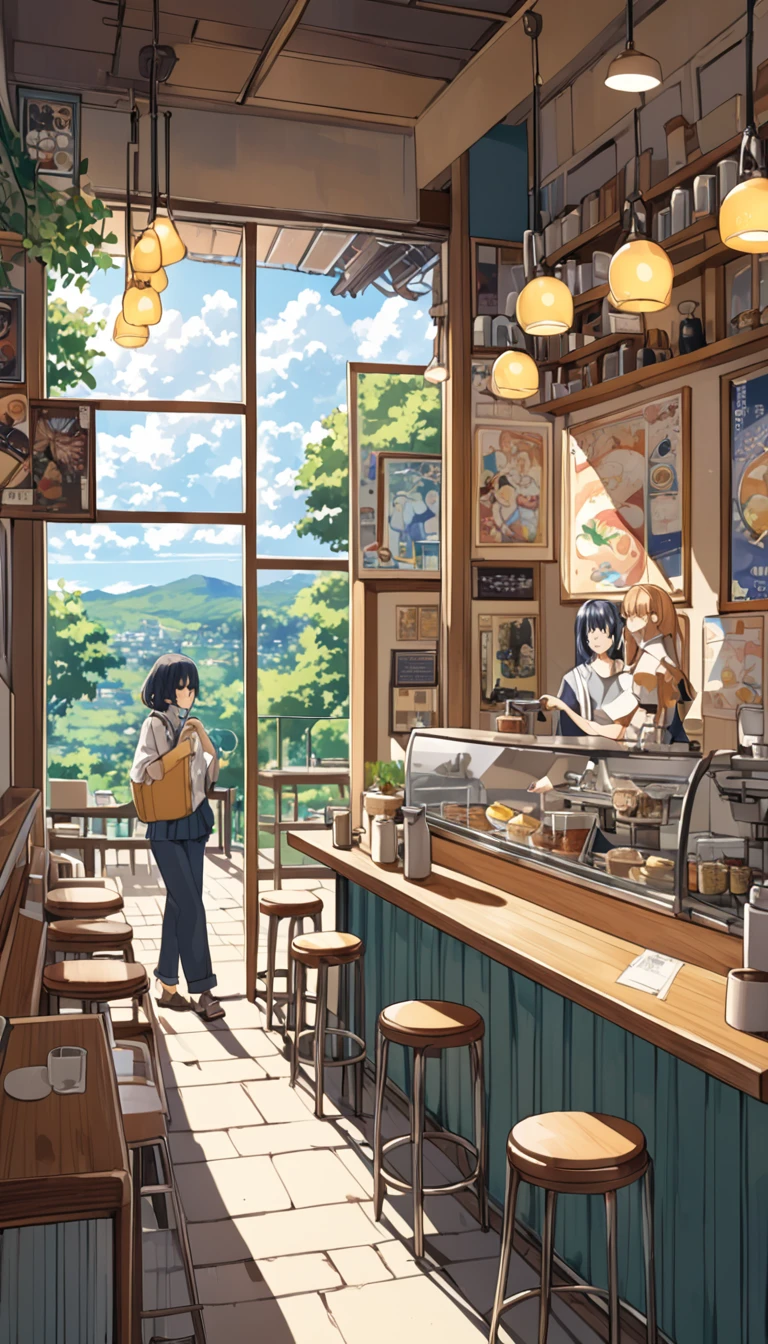 (((Appleside Cafe))), ((anime:1.4,figure)),(masterpiece, Highest quality, Highest quality),(Very detailed, The absolute solution),((16K, High resolution)). break {Lofi Art, Laurie Griesley's style, Makoto Shinkai&#39;s Style, anime aesthetic}