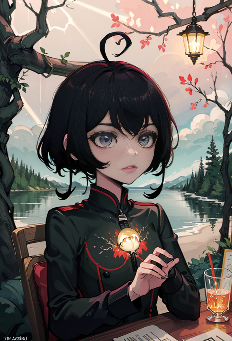 Kuvshinov among branches and fireflies, Sandusha, Fantasy Art, (((Surrealism))), (Style - Glass)