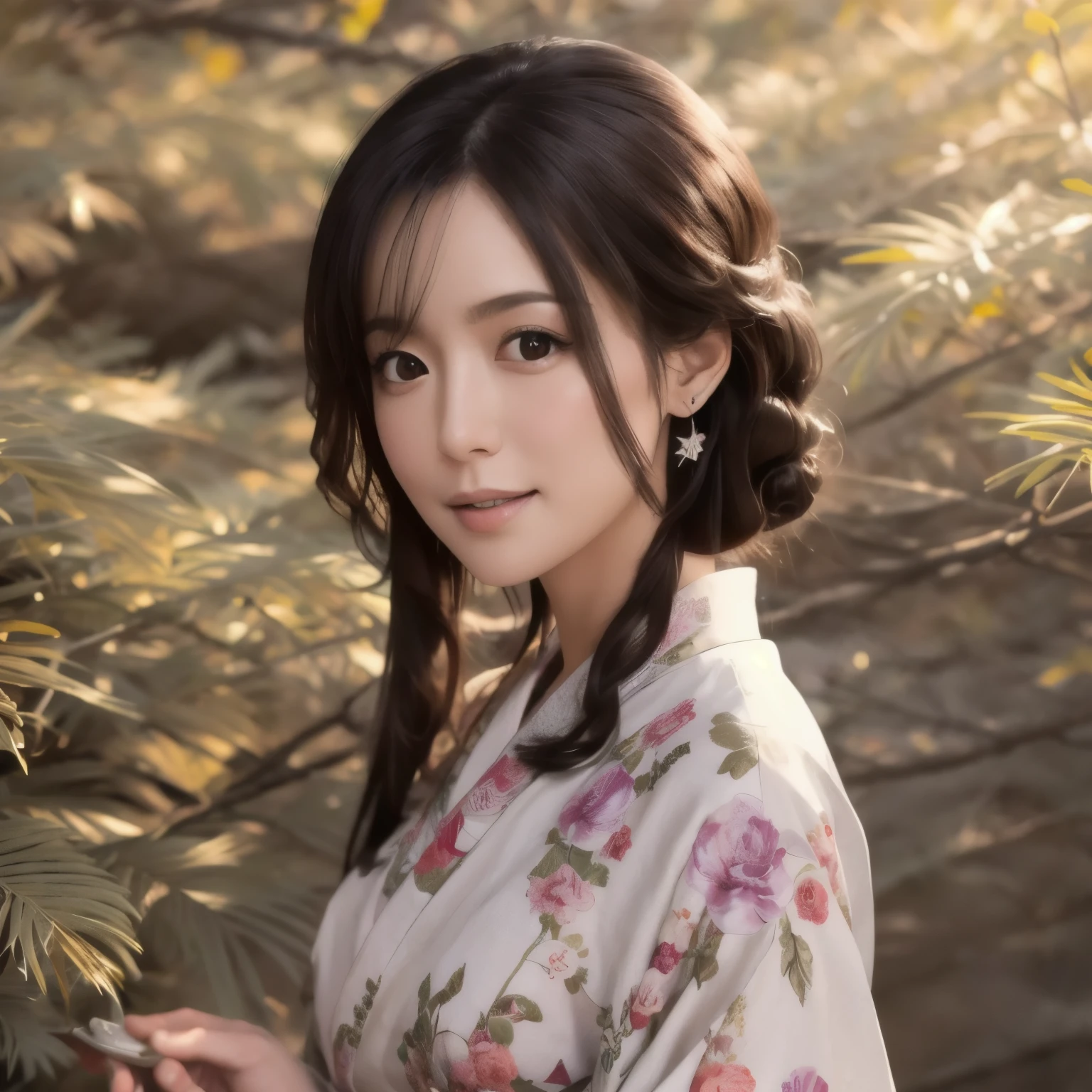 (best quality,highres,ultra-detailed),((portrait )),1beautiful Japanese lady,beautiful detailed eyes,beautiful detailed lips,extremely detailed face,longeyelashes,soft smile,flowing hair,natural lighting, wearling japanese elegant Kimono,