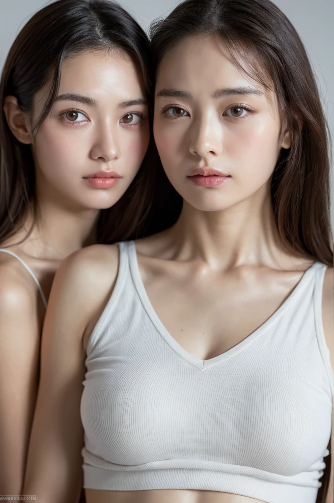 ((Highest quality, 8k, masterpiece :1.3)), One girl, Very fine skin、Close-up of face、Beautiful woman with slim abdominal muscles :1.3, (Random Hairstyles, Huge breasts :1.2), Casual clothing :1.2 Highly Detailed Faces, Fine grain, double eyelid、Japanese women