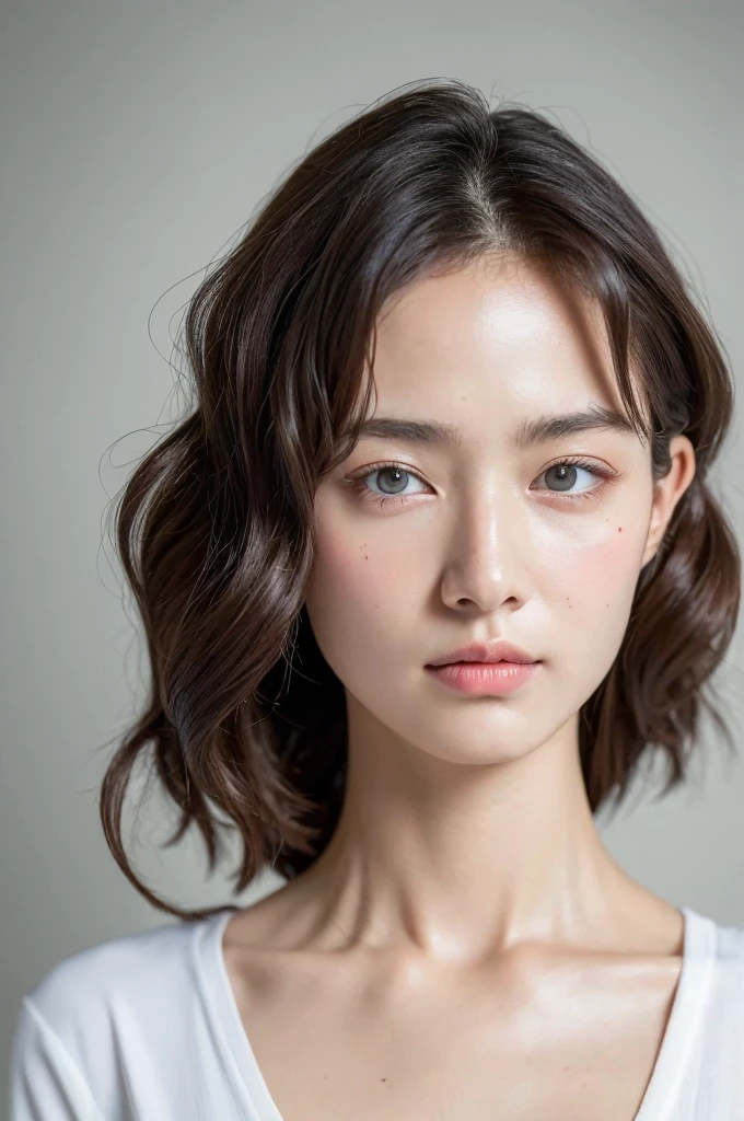 ((Highest quality, 8k, masterpiece :1.3)), One girl, Very fine skin、Close-up of face、Beautiful woman with slim abdominal muscles :1.3, (Random Hairstyles, Huge breasts :1.2), Casual clothing :1.2 Highly Detailed Faces, Fine grain, double eyelid、Japanese women