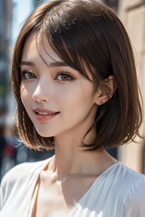 1 female、40 years、ultra detailed face、detailed lips、detailed eyes、double eyelid, (medium short hair、huge breasts:1.5)、summer swe...