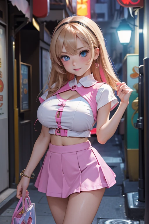  ((masterpiece, best quality, perfect eyes, perfect face, perfect anatomy, perfect lighting  ((Busty Bitches))))    Ecchi chibi Pokemon girl in miniskirt(colourful clothes), (night time alley way in Asian city)