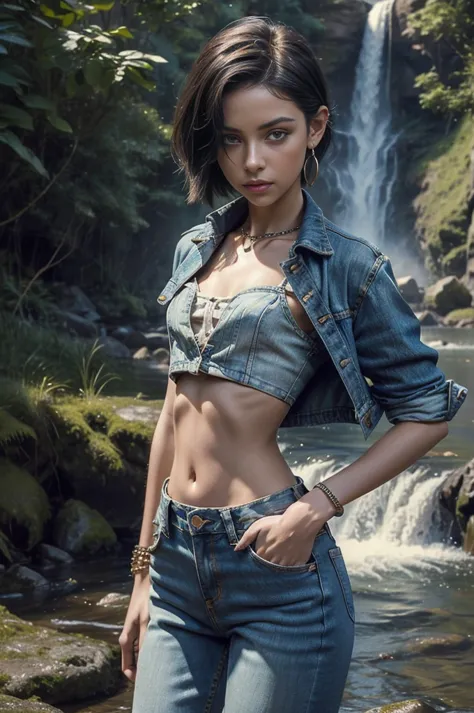   Photorealistic, photorealism, realistic, masterpiece,cinematic,beautiful young girl, extremely skinny waist,  Short low ride j...