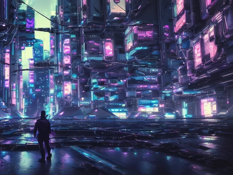 (Stadtbild:1.3),((ultrarealistische Illustration:1.2)),(cyberpunk:1.4),(dunkle Science-Fiction:1.3),(Brutalismus:1.2). Dystopische Megastadt, grobkörnig, neon blau, kalte Hölle, Gepanzerter Kern, Battletech. Frontmission. Meisterwerk, (sehr detailliert:1.2),(detailliertes Gesicht und Augen:1.2), 8K Hintergrundbild, natürliche Beleuchtung. Kern-Schatten, Hoher Kontrast, bokeh.