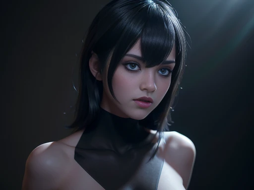 a photorealistic portrait of a beautiful girl with asymmetric and detailed facial features, piercing blue eyes, flawless porcelain skin, long raven black hair, full body view, slender figure, large exposed breasts and genitals, (best quality,4k,8k,highres,masterpiece:1.2),ultra-detailed,(realistic,photorealistic,photo-realistic:1.37),extremely detailed eyes and face,longeyelashes,beautiful detailed eyes,beautiful detailed lips,8k uhd, studio lighting, hyper detailed, hyper realistic,dramatic lighting,dramatic shadows,soft focused background,cinematic composition