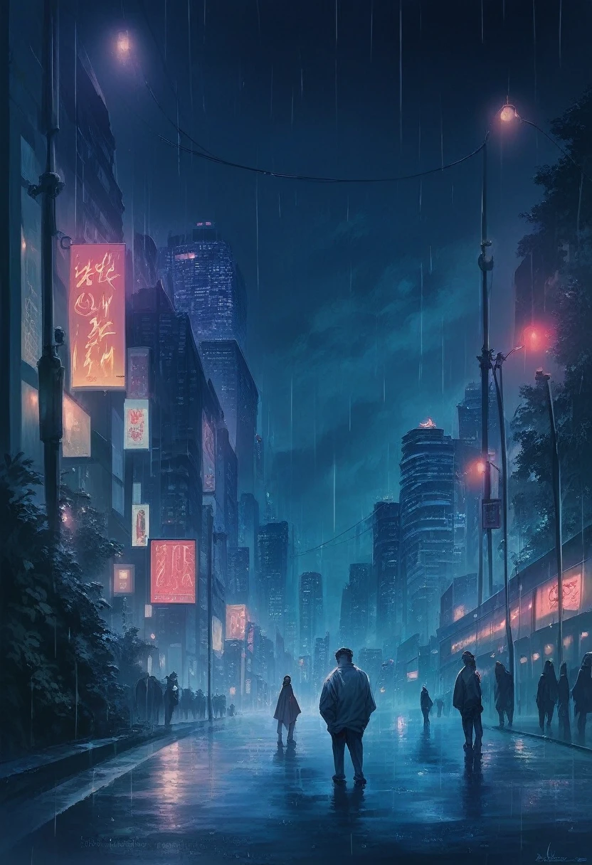 8k, RAW Photos, Highest quality, masterpiece:1.2),(Realistic, photo-Realistic:1.37),Tokyo Street,night, rain, Wet,Cityscape,night, Cyberpunk City,Soft Light,Muscular