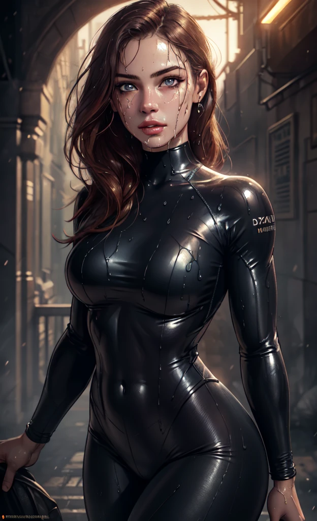 a beautiful 14-year-old girl in tight leggings and a wet sexy figure, detailed face, extremely detailed eyes and lips, detailed facial features, photorealistic, realistic, high quality, cinematic lighting, vibrant colors, fantasy, digital art, 8k, best quality, masterpiece