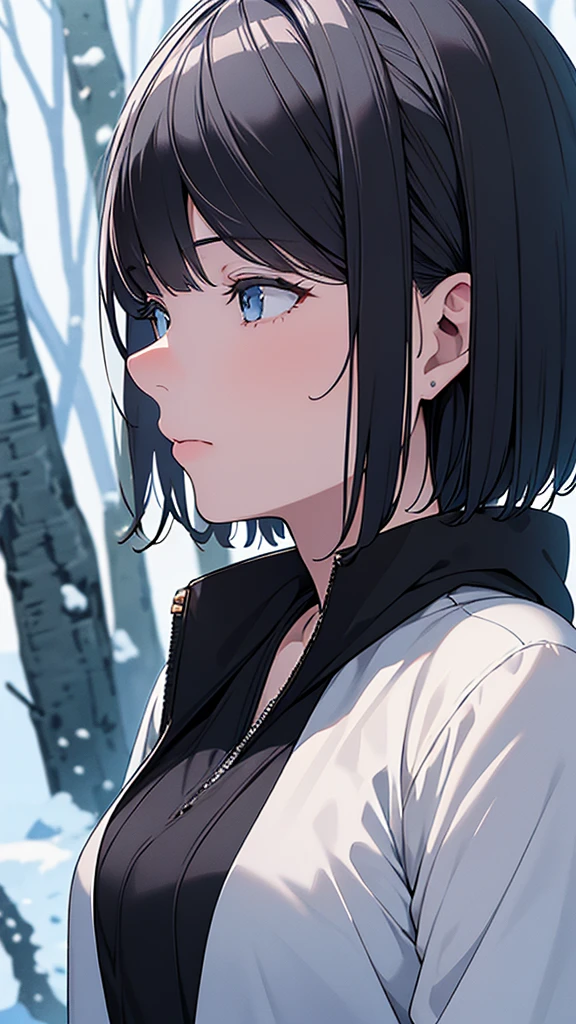 (masterpiece:1.3), (8k, Realistic, RAW Photos, Highest quality: 1.4), (1 anime girl), Beautiful Face, (Realistic Face), (Black Hair, short hair:1.3), Beautiful hairstyle, Realistic eyes, Beautiful attention to detail, (Realistic Skin), Beautiful Skin, (sweater), Absurd, Charm, Ultra-high resolution, Ultra-realistic, Very detailed, Golden Ratio，{{The Yuki-onna finds a dead girl in skiwear stranded on a snowy mountain, and peels off the face from the dead girl, transplants it, and takes her place.}}，NSFW