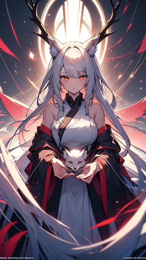 {{a fox spirit that preys on humans and takes their place}}，one girl,alone,, official art, unity 8k wallpaper, super detailed, b...