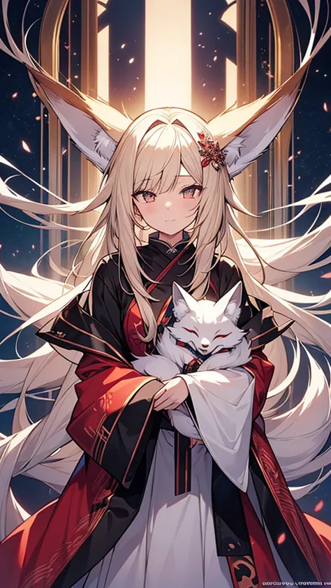 {{a fox spirit that preys on humans and takes their place}}，one girl,alone,, official art, unity 8k wallpaper, super detailed, b...