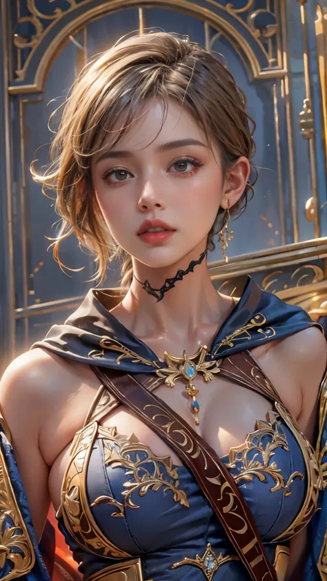 Highest quality, Realistic, photoRealistic, Award-winning illustrations, (Intricate details: 1.2), (Subtle details), (Intricate details), (Cinematic Light, Super sexy short hair super girl, huge firm bouncing chests, dynamic sexy poses