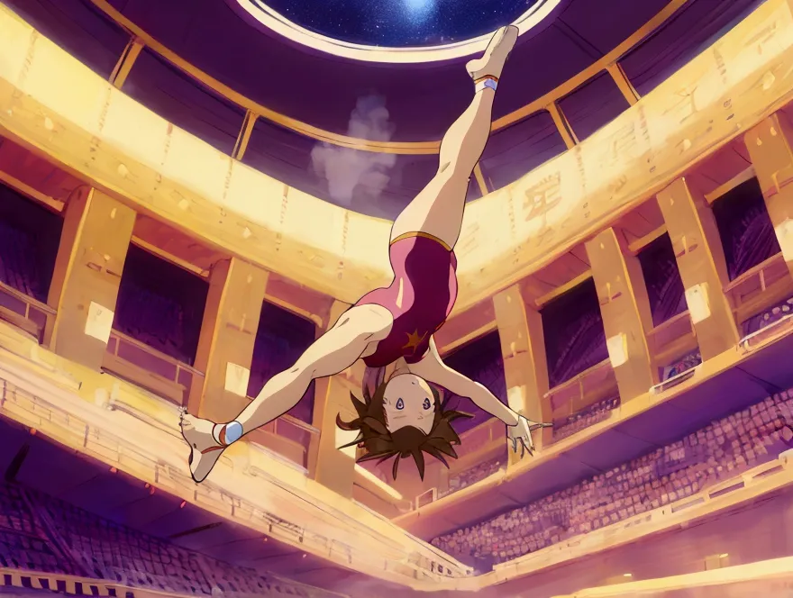 beautiful girl gymnast leotard masterpiece best quality anime style