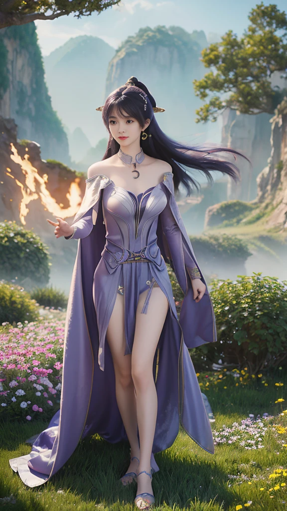 anime woman on blanket, Concept Art：Yang Jie, CG Social Trends, Fantasy Art, Gurwitz风格的艺术品, Gurwitz, Smooth anime CG art, 《Genshin Impact》Keqing, Ruan Jia and Artgerm, Full body fairy, Flowing Magic Robe