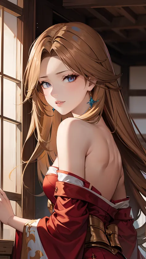 katalina (granblue fantasy), 
break (red dress,sleeveless,japanese_clothes,bare_shoulders,(closed_clothes):1.2), break is standi...