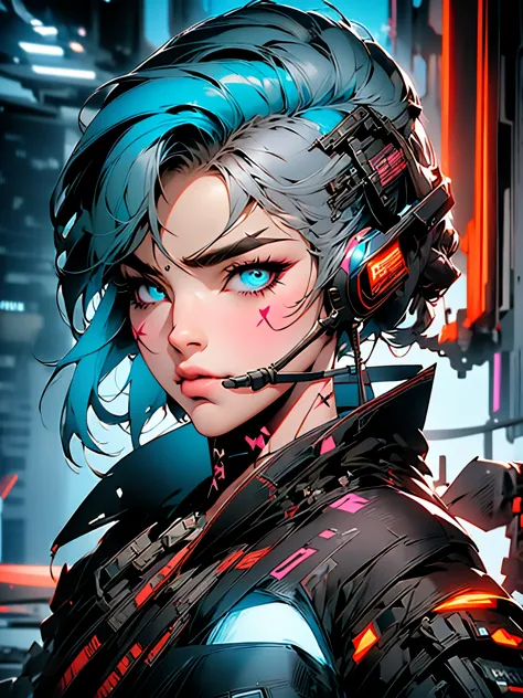 4 cartoon style cards, cyber punk, shorth hair, thick eyebrows, punk digital, 4k anime-style, short sleeve gaming clothes, bblac...