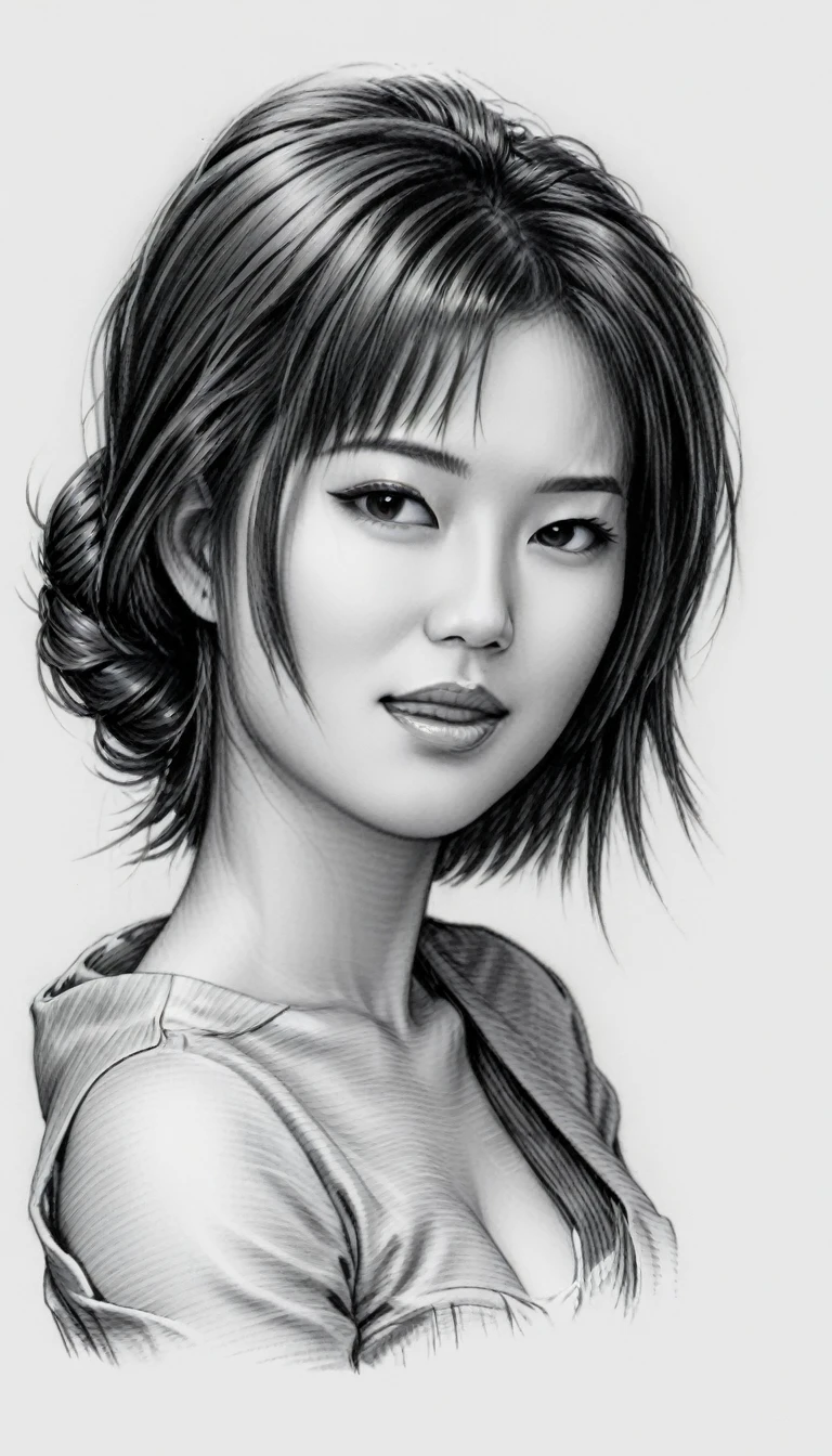 drawing of a geisha, realistic sketch, hyperrealistic sketch, detailed pencil sketch, pencil sketch, realistic digital drawing, detailed sketch drawing, highly detailed portrait, detailed 4 k drawing, pencil draw, highly detailed sketch, realistic drawing, extremely detailed portrait, detailed but rough, pencil drawing illustration, realism drawing, detailed sketch, sketch art,((high quality, masterpiece:1.4)), 1girl, ((upper body)), portrait sketch, messy drawing, messy charcoal spots, unfinished sketch, sketchbook charcoal style drawing of a woman, sketchbook drawing, sketchbook, beautiful hair, medium short hair, beautiful face, symmetrical face, symmetrical eyes, ((paper material background)), realistic charcoal lines, imperfect drawing, charcoal crumbs, charcoal lines, imperfections,  
Waiting to start,wong-chans