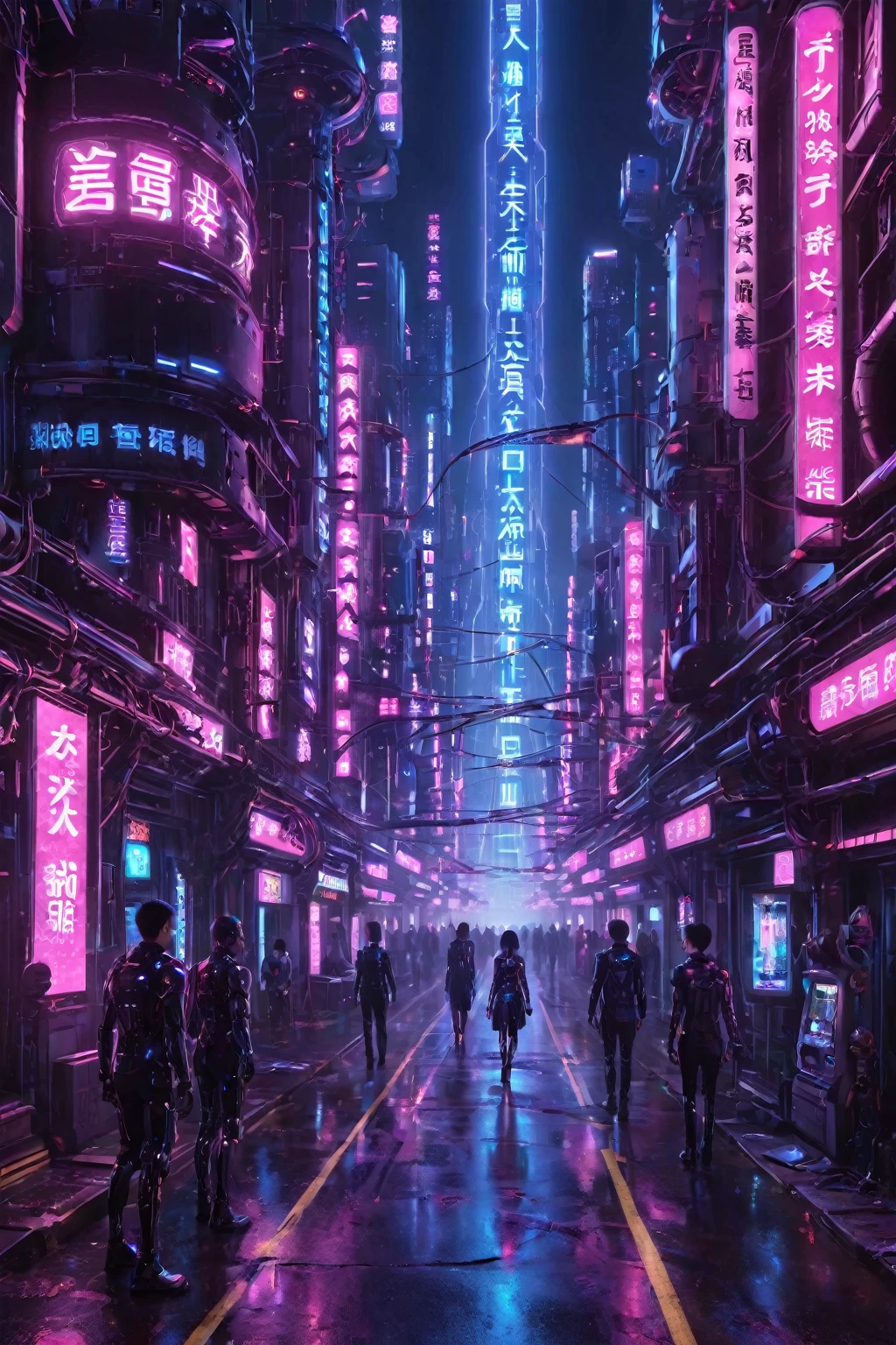 cyborg、Neon Town、A town of the near future、Inception