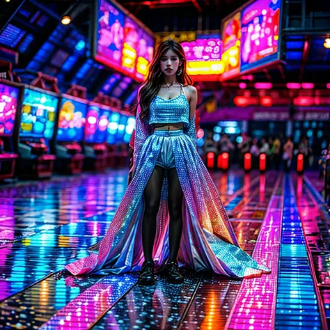 xuer game girl,game machine,(temperance in heaven, life and eternity, rainbow:1.4). (full body shot:1.2),intricate,dark fantasy,...