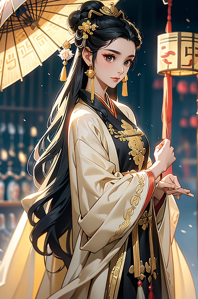 Black Hair, Immortal, Royal sister, Stepmother, Gold Robe, Taoist robe, Chinese style, Hair Bunch