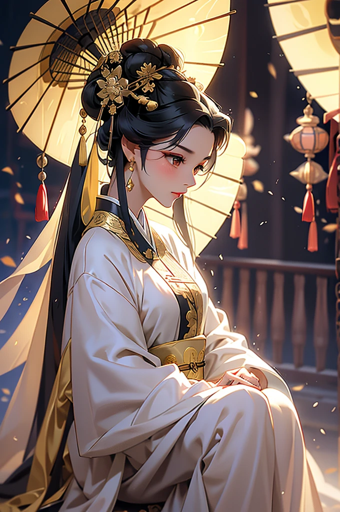 Black Hair, Immortal, Royal sister, Stepmother, Gold Robe, Taoist robe, Chinese style, Hair Bunch, light blush