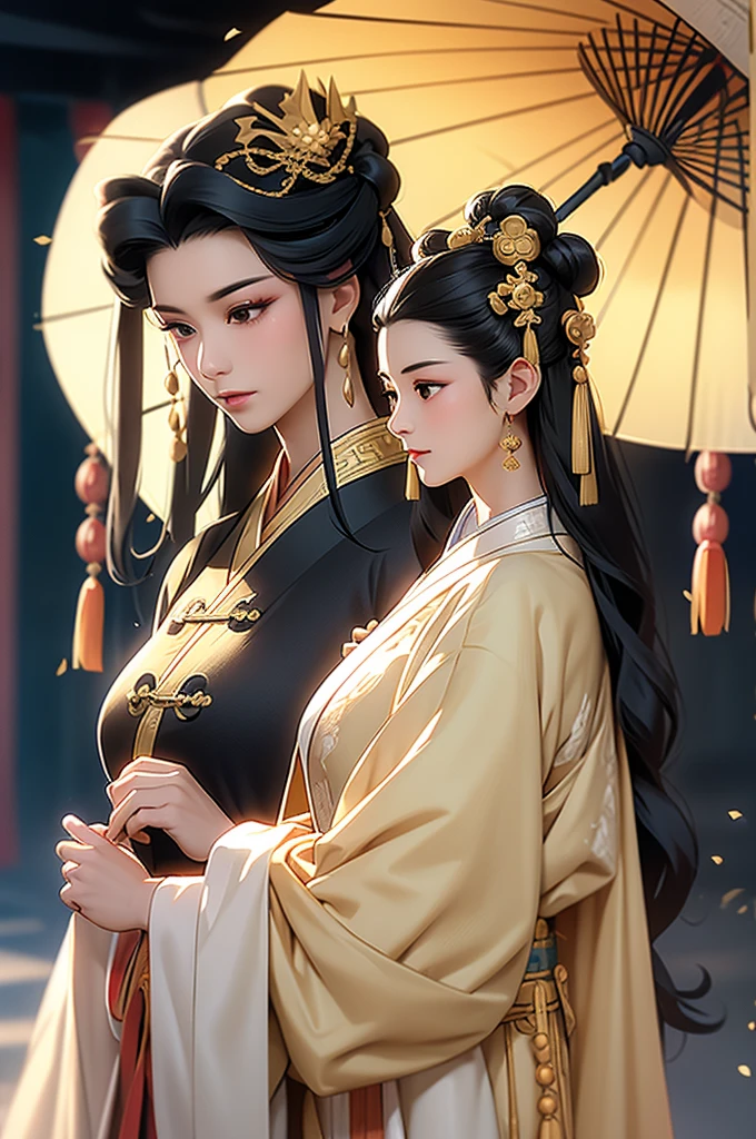 Black Hair, Immortal, Royal sister, Stepmother, Gold Robe, Taoist robe, Chinese style, Hair Bunch