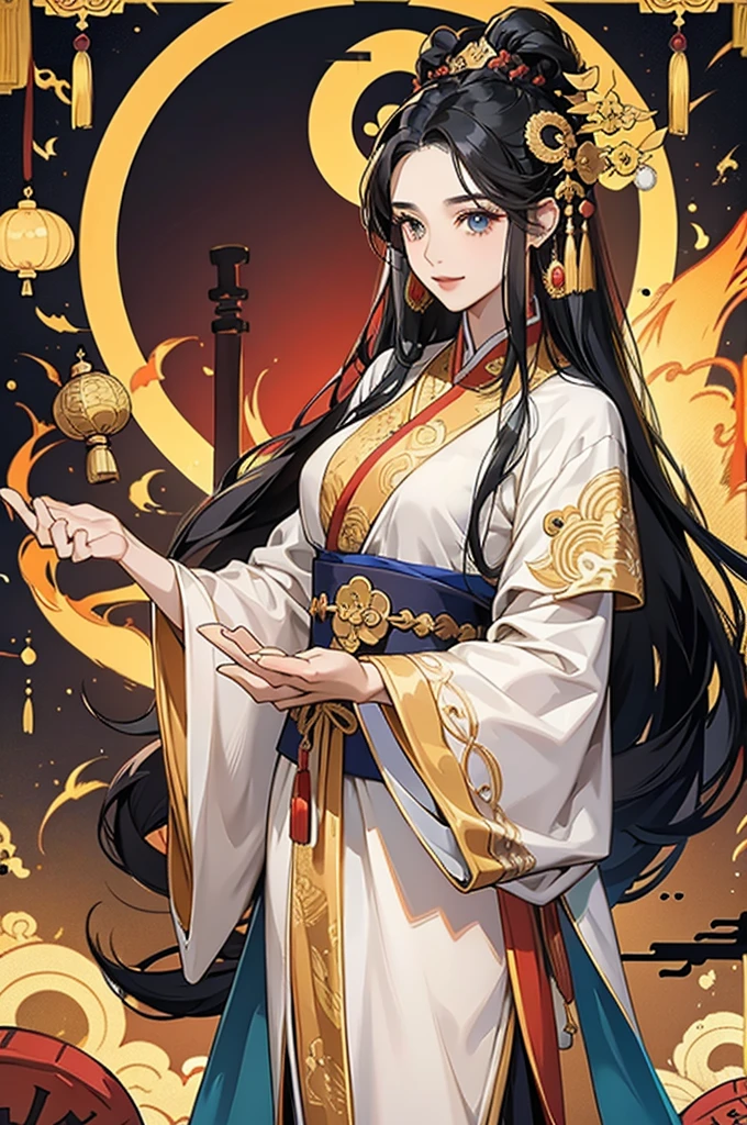 Black Hair, Immortal, Royal sister, Stepmother, Gold Robe, Taoist robe, Chinese style, Hair Bunch